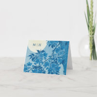 Antique Japanese Blue Cherry Blossom Initials