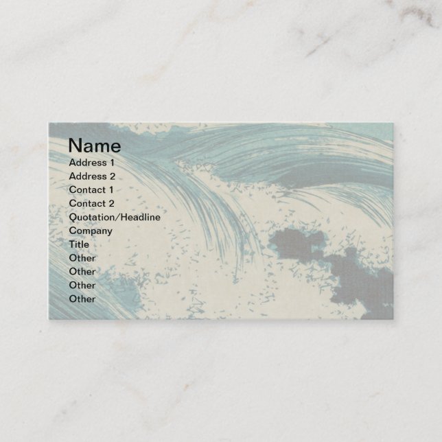 Antique Japanese Blue Waves Ocean Print Business Card (Front)