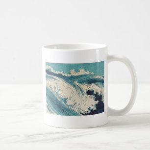 Antique Japanese Blue Waves Ocean Print Coffee Mug