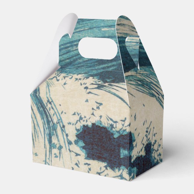 Antique Japanese Blue Waves Ocean Print Favour Box (Front Side)