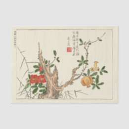 Antique Japanese Flower for Decoupage or Gifts Tissue Paper