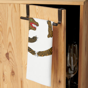 Antique Japanese Folk Art Tigers Tea Towel