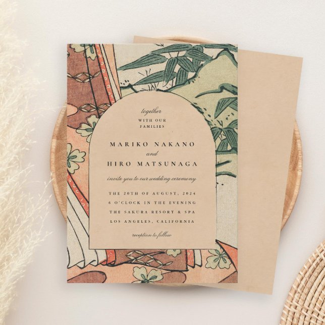 Antique Japanese Kimono Bamboo Wedding Invitation (Creator Uploaded)