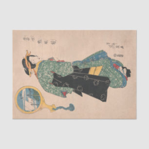 Antique Japanese Kimono Woman Ukiyo-e Woodblock Tissue Paper