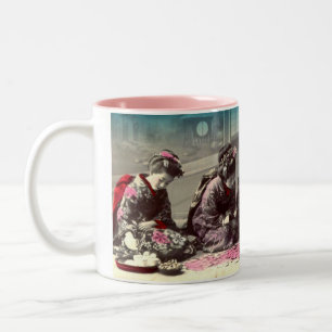 antique Japanese photo mug