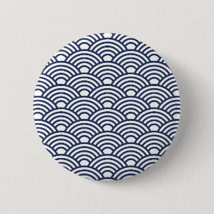 Antique Japanese Seigaiha Waves 6 Cm Round Badge