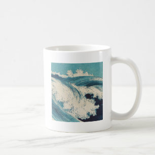 Antique Japanese Woodblock Blue Ocean Waves Print Coffee Mug
