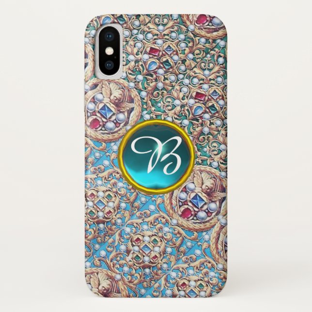 ANTIQUE JEWELS,GEMSTONES,PEARLS,ANGELS MONOGRAM Case-Mate iPhone CASE (Back)