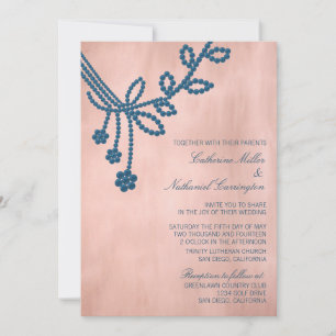 Antique Jewels Wedding Invitation, Royal Blue Invitation