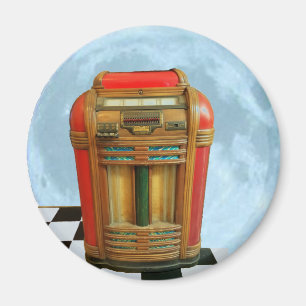 Antique Jukebox and Full Blue Moon Magnet