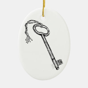 Antique Key Ceramic Ornament