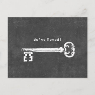 Antique Key Chalkboard New Address Moving Announcement Postcard