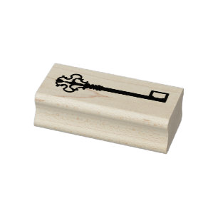 Antique Key Wooden Rubber Stamp