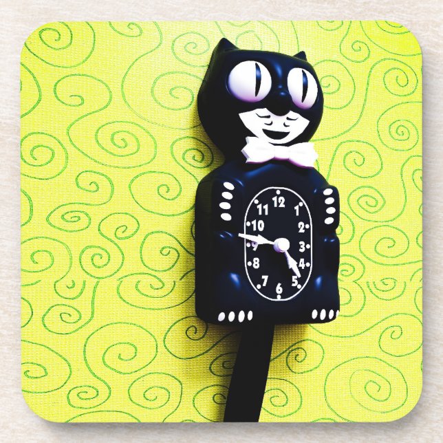 Antique kit Cat Clock Cork Coaster (Front)