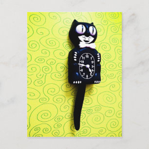 Antique kit Cat Clock Postcard