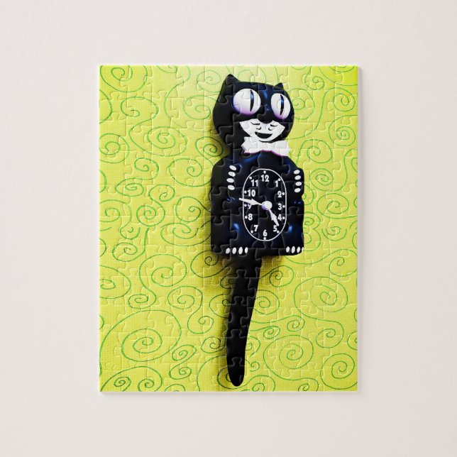 Antique kit Cat Clock Puzzle (Vertical)