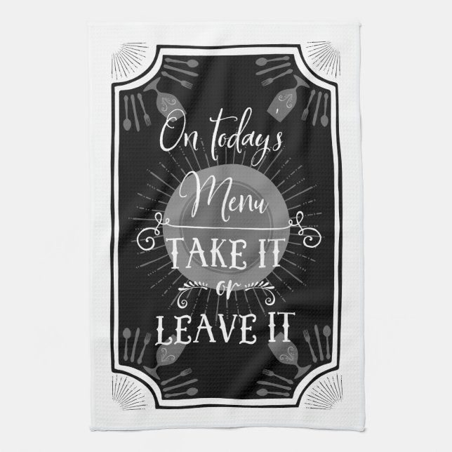 Antique Kitchen Sign – On Today’s Menu Tea Towel (Vertical)