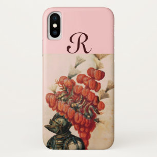 ANTIQUE KNIGHT HELMET ,DRAGONS AND RED FEATHERS iPhone X CASE