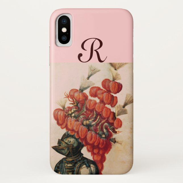 ANTIQUE KNIGHT HELMET ,DRAGONS AND RED FEATHERS Case-Mate iPhone CASE (Back)