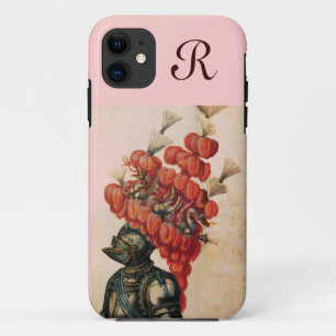 ANTIQUE KNIGHT HELMET ,DRAGONS AND RED FEATHERS iPhone 11 CASE