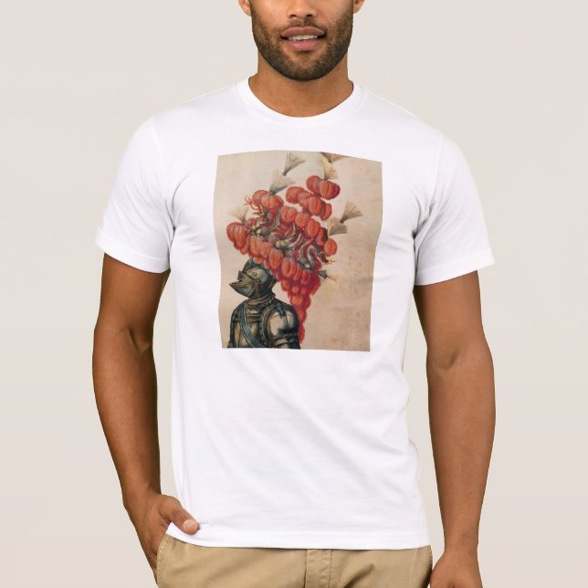 ANTIQUE KNIGHT HELMET ,DRAGONS AND RED FEATHERS T-Shirt (Front)