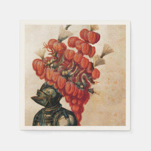 ANTIQUE KNIGHT HELMET ,DRAGONS NAPKIN