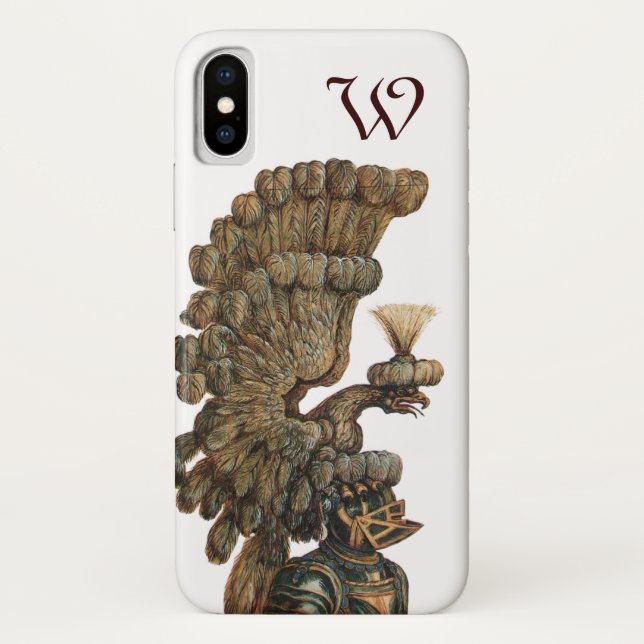 ANTIQUE KNIGHT HELMET WITH EAGLE monogram Case-Mate iPhone Case (Back)