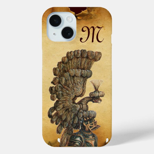 ANTIQUE KNIGHT HELMET WITH EAGLE Parchment Case-Mate iPhone Case (Back)