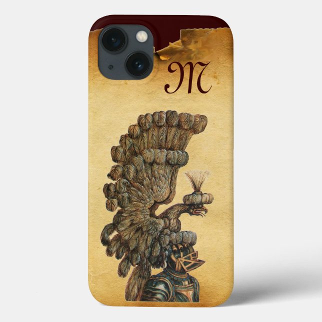ANTIQUE KNIGHT HELMET WITH EAGLE Parchment Case-Mate iPhone Case (Back)