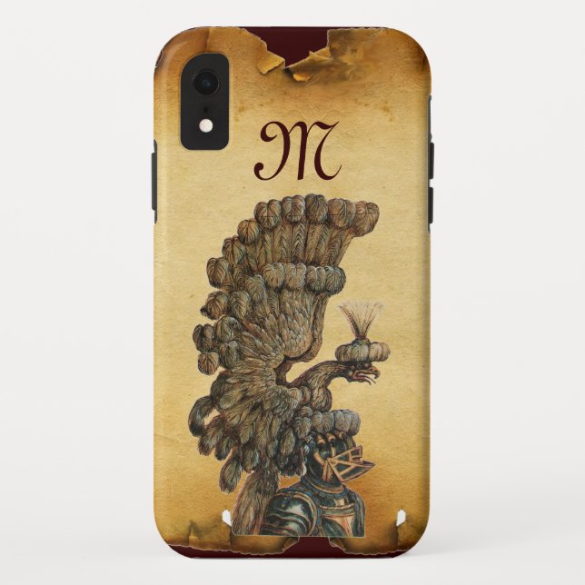 ANTIQUE KNIGHT HELMET WITH EAGLE Parchment Case-Mate iPhone Case (Back)