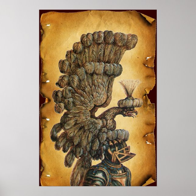 ANTIQUE KNIGHT HELMET WITH EAGLE Parchment Poster (Front)