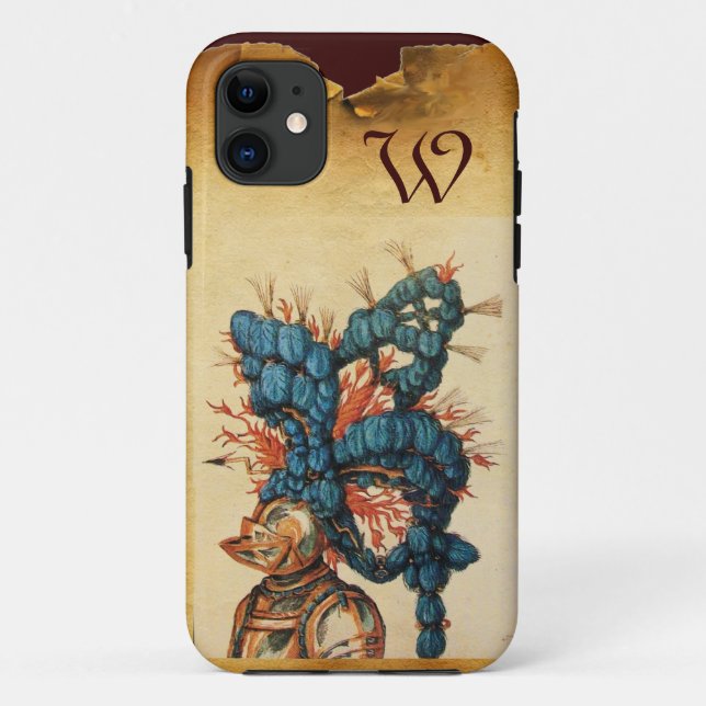 ANTIQUE KNIGHT HELMET WITH RED BLUE FEATHERS Case-Mate iPhone CASE (Back)