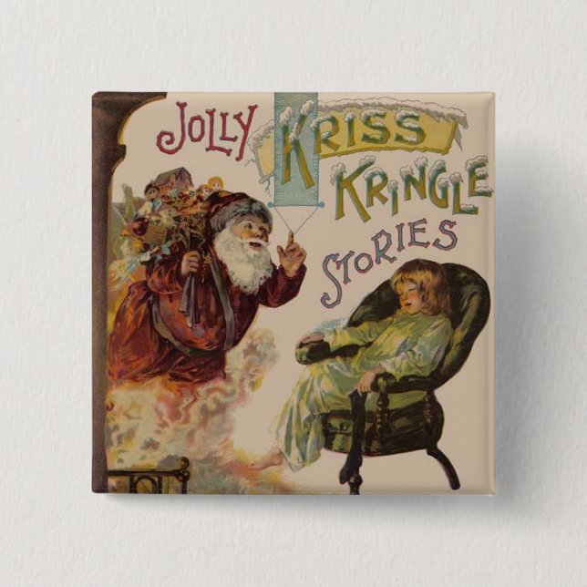 Antique Kris Kringle Sanga Claus 15 Cm Square Badge (Front)