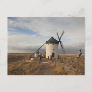 Antique La Mancha windmills, with visitors Postcard