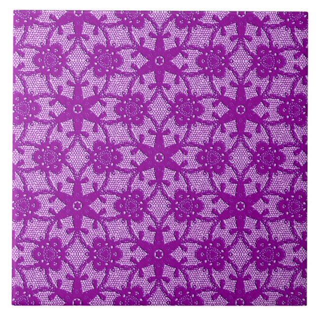 Antique lace - amethyst purple ceramic tile (Front)