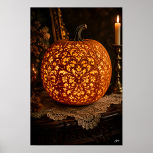 Antique Lace Carved Pumpkin Poster