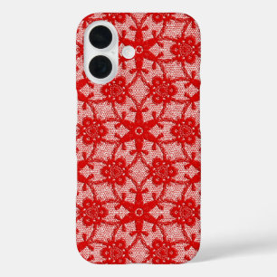 Antique lace - deep red and white iPhone 16 case