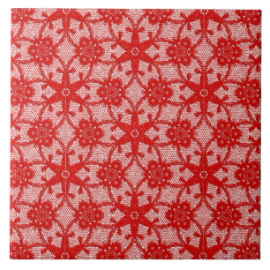Antique lace - deep red and white tile