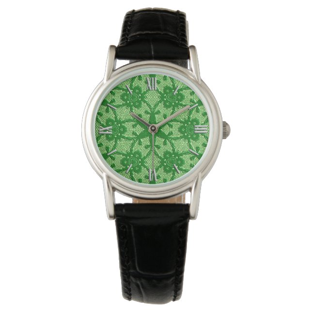 Antique lace - emerald and lime green watch (Front)