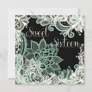 Antique Lace Green Sweet Sixteen Party Invitatio Invitation