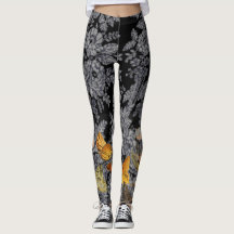 ANTIQUE LACE PATTERN BUTTERFLIES BLACK LEGGINGS