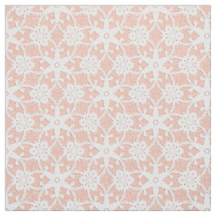 Antique lace print - white and peach fabric