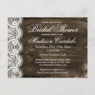 Antique Lace Rustic Bridal Shower Invite Postcards