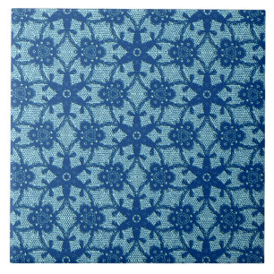 Antique lace - sapphire and pale blue tile