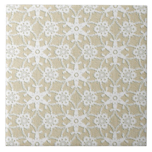 Antique lace - white and beige ceramic tile