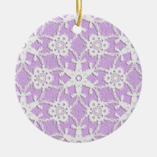 Antique lace - white and lavender ceramic ornament