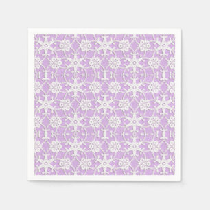 Antique lace - white and lavender napkin