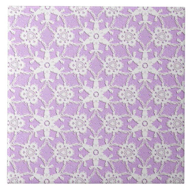 Antique lace - white and lavender tile (Front)