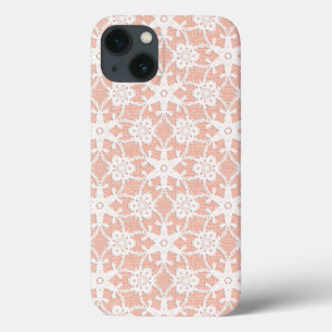 Antique lace - white and peach iPhone 13 case