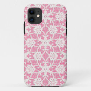 Antique lace - white and rose pink iPhone 11 case